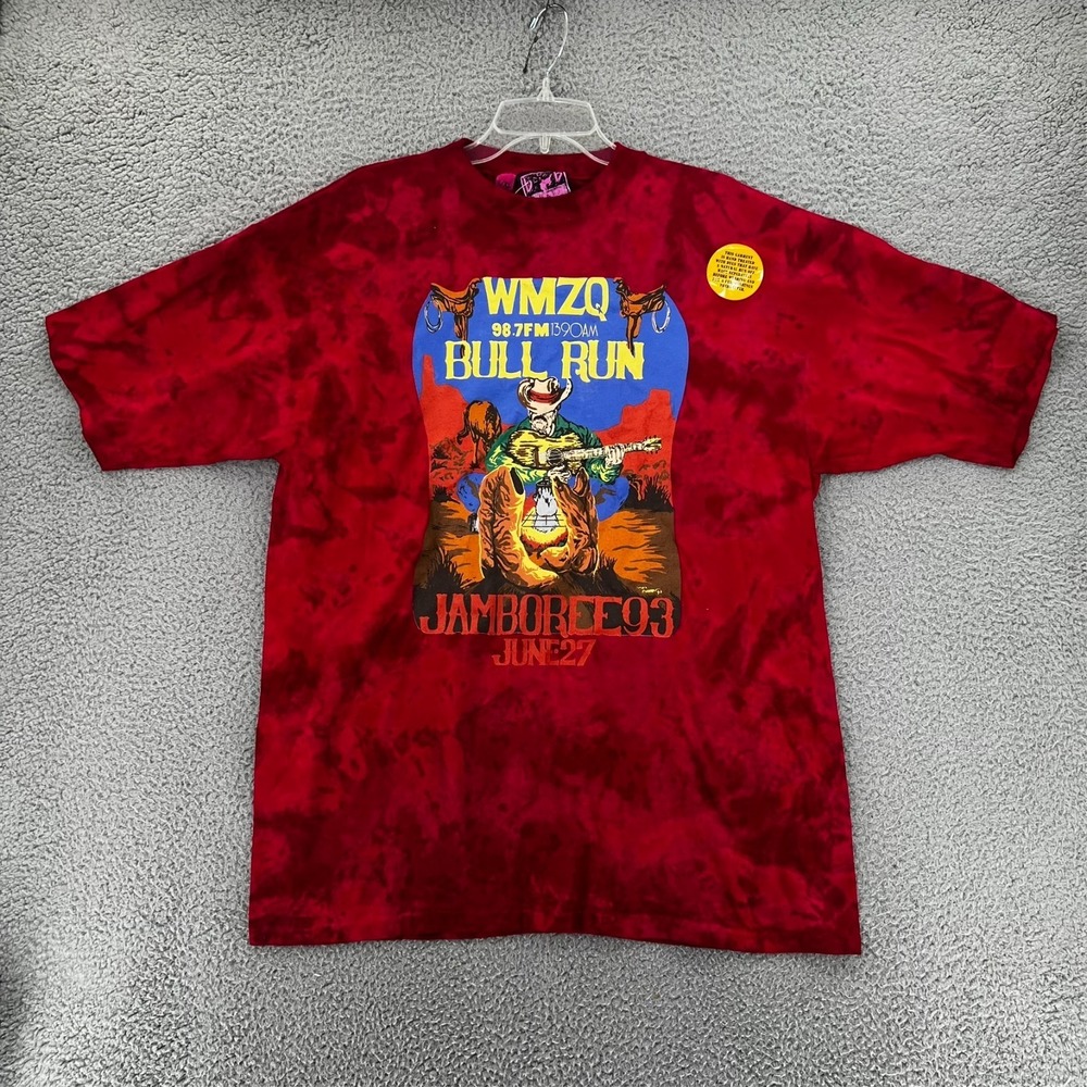 Vintage Tie-dye WMZQ 98.7 FM Bull Run Jamboree 1993 Concert T-shirt Adult L / XL
